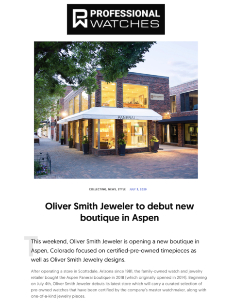 Professional Watches — Oliver Smith Jeweler
